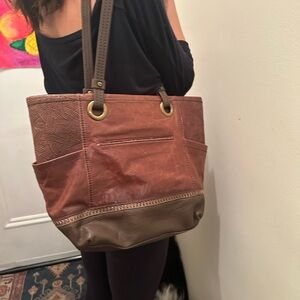 The Sak Brown Leather Tote with tons of pockets